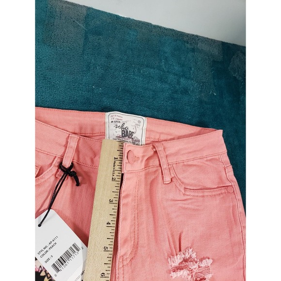 Soho Babe Jeans Sz 5 Womens Pink Mid Rise Skinny Distressed Stretch Ladies NWT - Picture 7 of 12